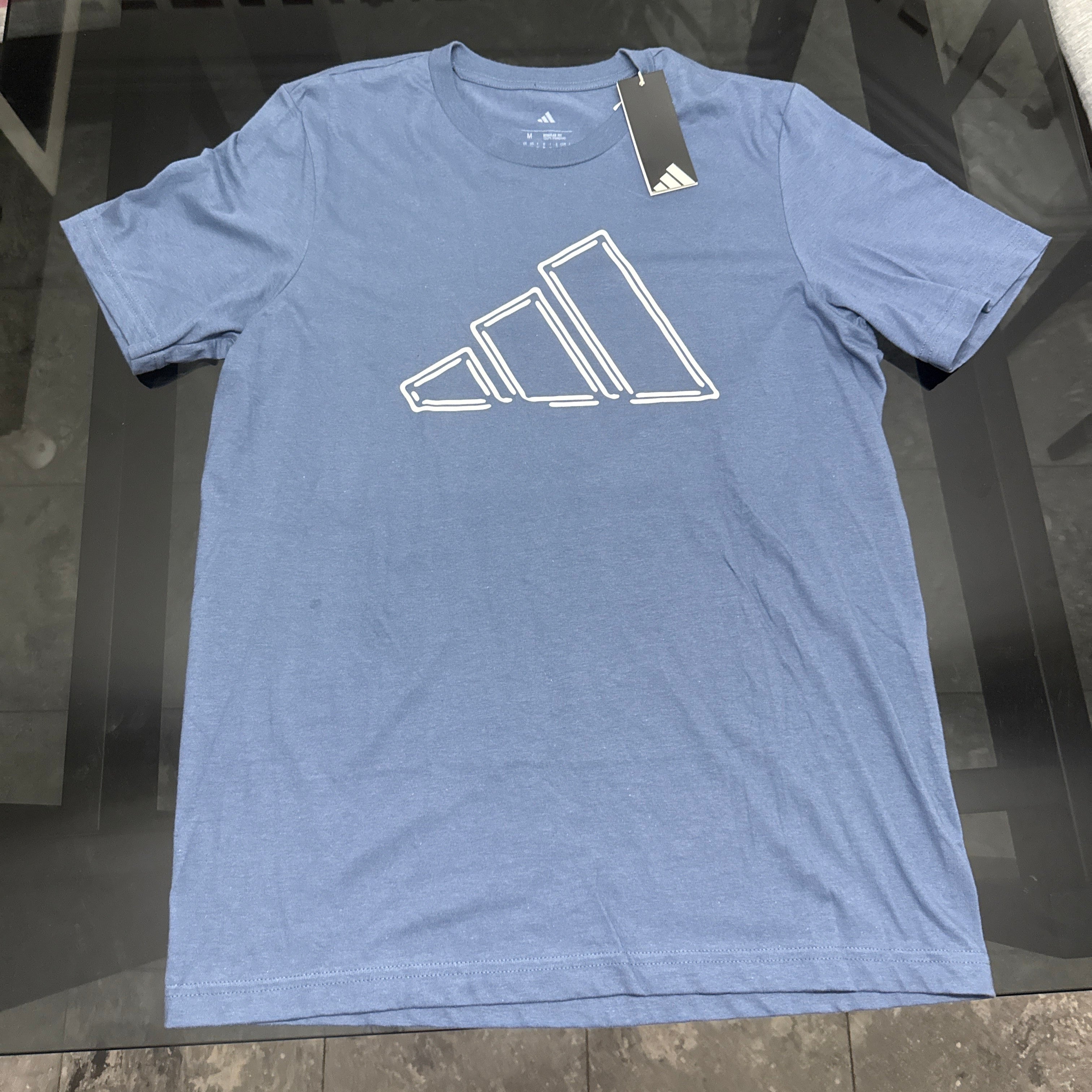 Adidas - Remera Azul con Logo Blanco Frente