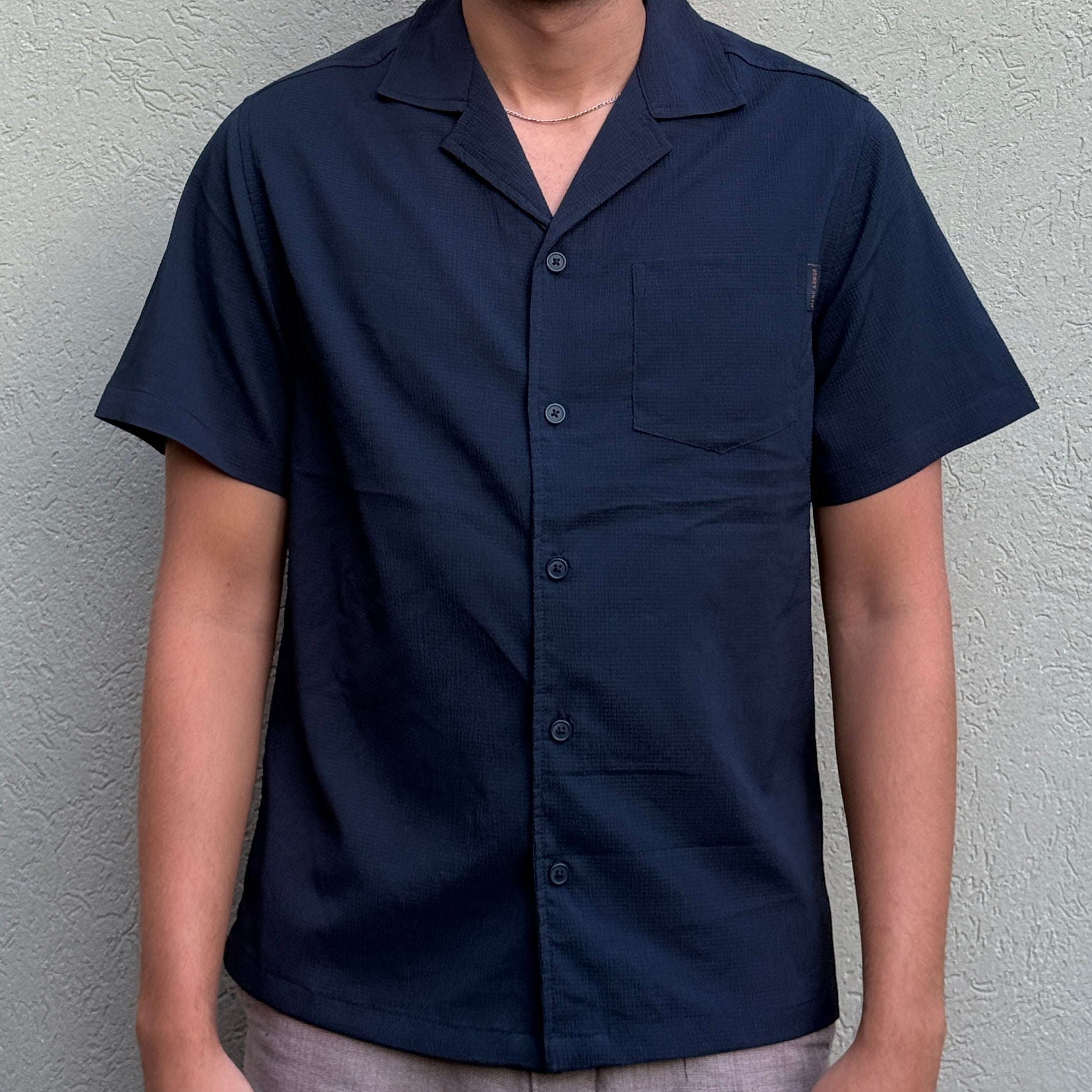 Marc Asher - Camisa Veraniega Azul Frente