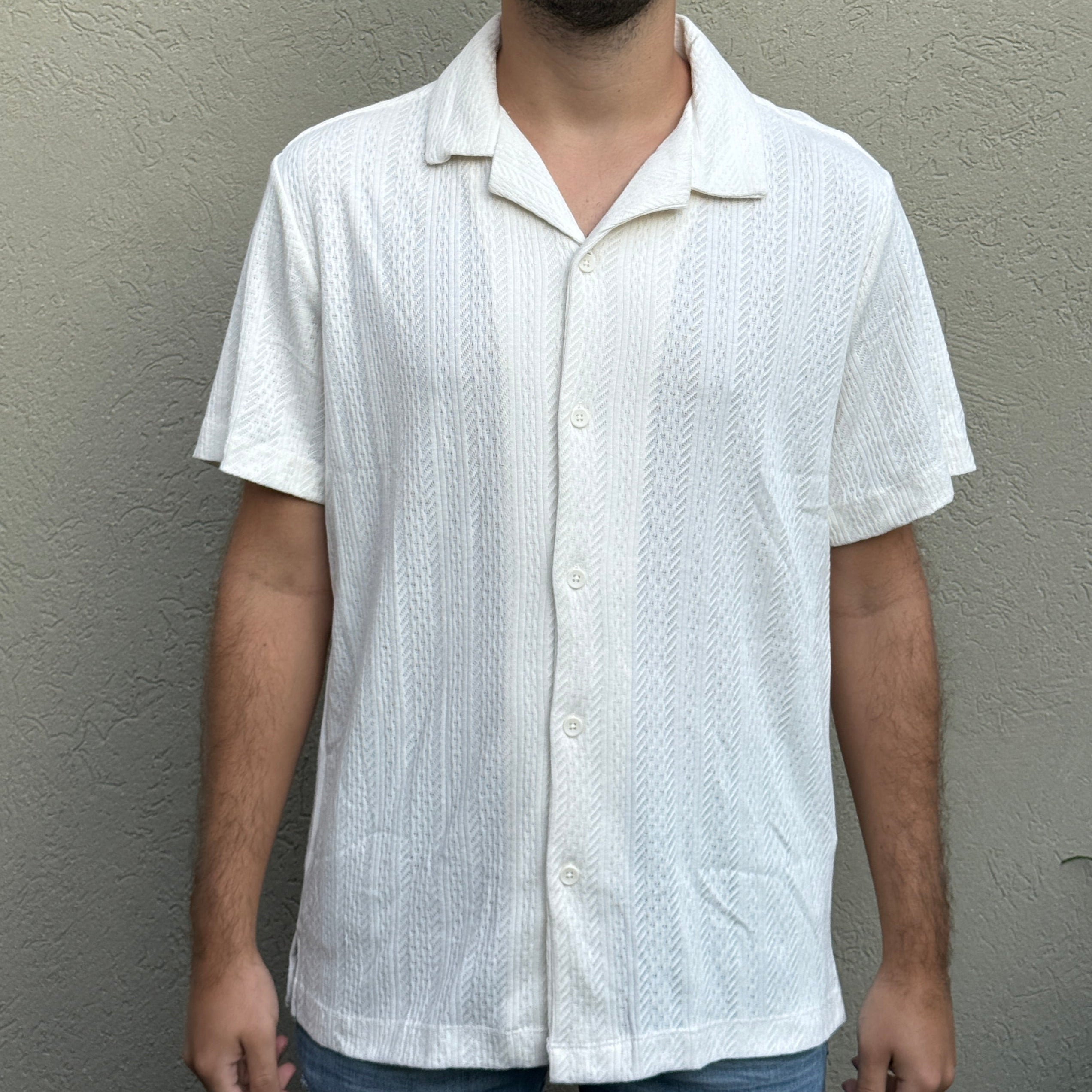 Marc Asher - Camisa con Rayas Frente Blanca