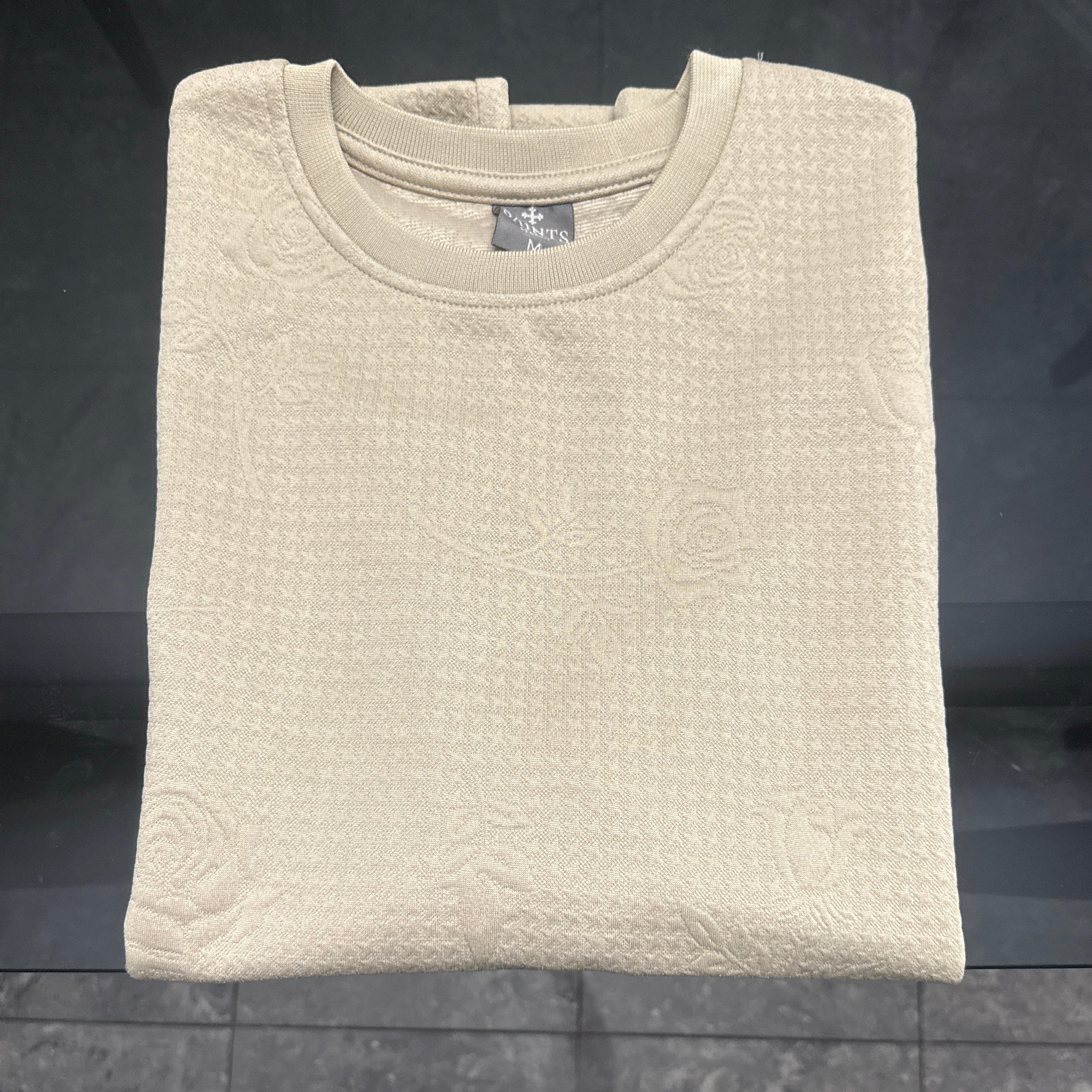 Saints Studio - Remera con Rosas Cosidas - Beige Doblada